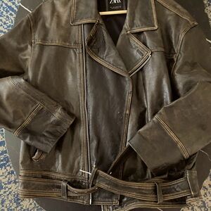 Zara leather (real leather) size large in vintage brown